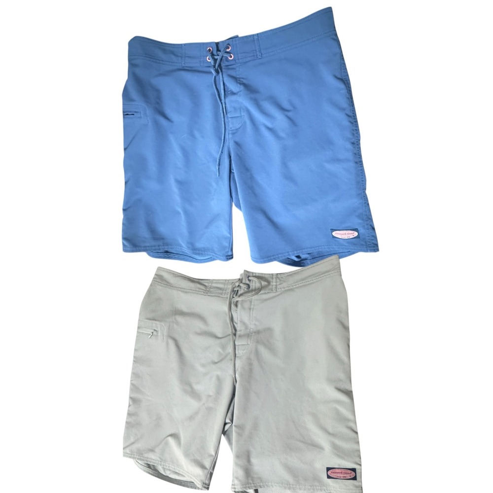 Vineyard Vines‎ lot of 2 Board Shorts Sz 34 Blue Gray Swim Trunks Bundle preppy